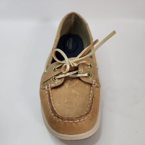 Sperry Womens Topsider Leather Deck Shoes Metallic Gold Anchor Sz 8.5M 97397 - Picture 3 of 16